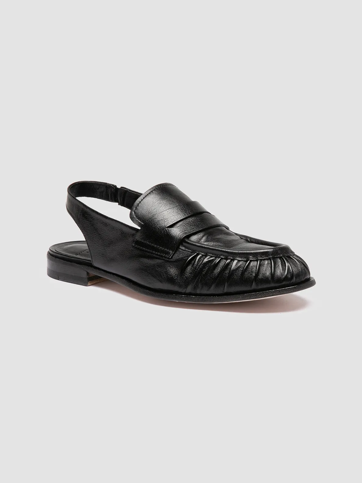 SOLITUDE 102 - Black Leather Slingback Sandals,Women Sandals