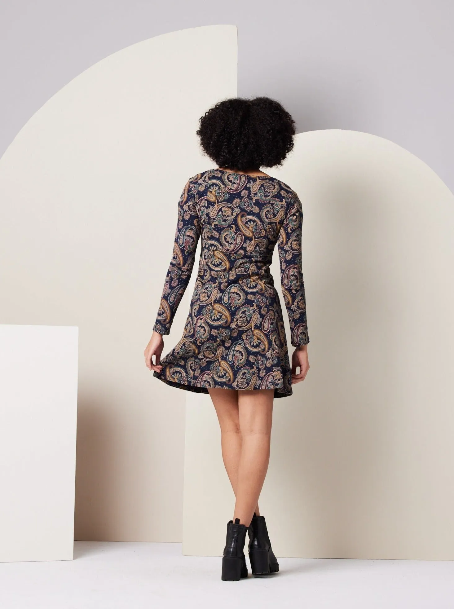 Sonnet Dress - Dark Blue Paisley,Women Dresses