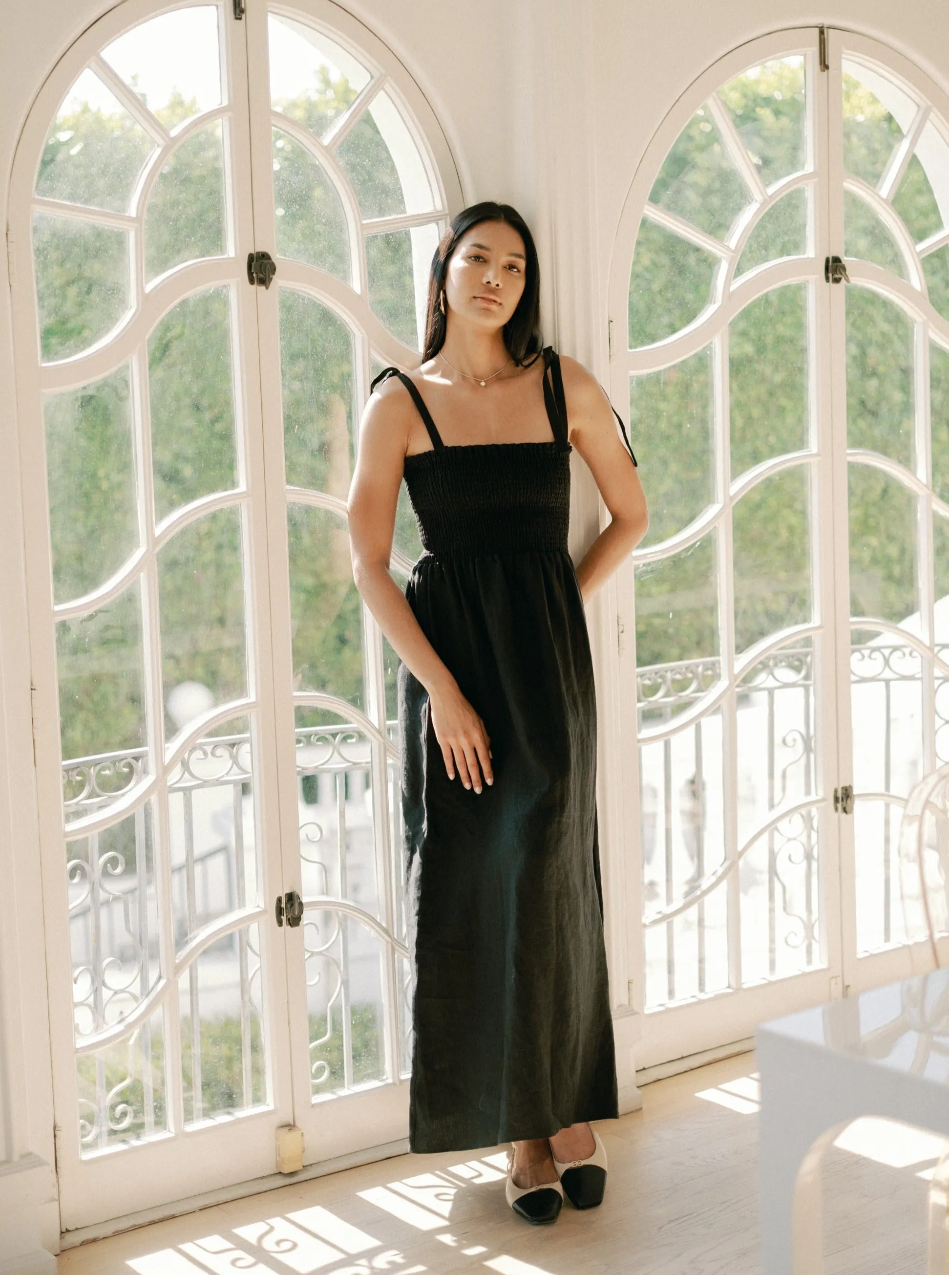 Sophie Dress - Black Linen,Women Dresses