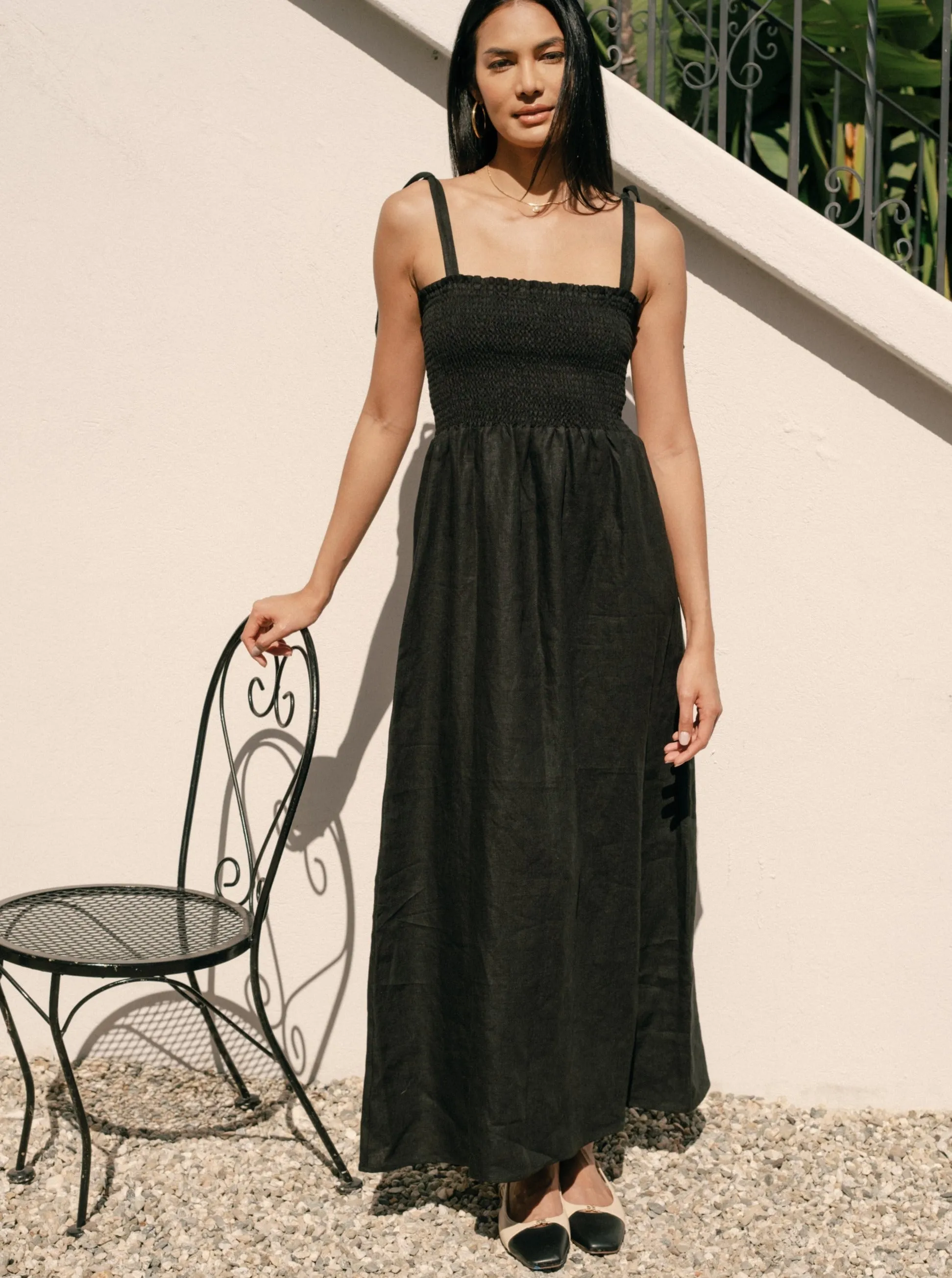 Sophie Dress - Black Linen,Women Dresses