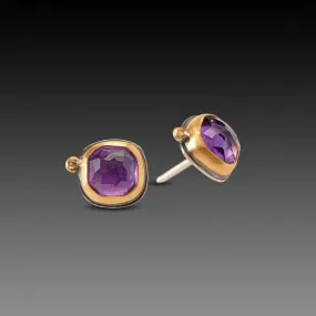 Square Amethyst Stud Earrings,Jewelry Delicate & Elegant