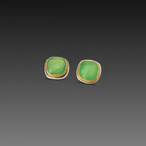 Square Chrysoprase Stud Earrings,Jewelry Delicate & Elegant