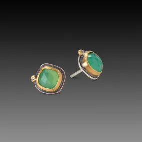 Square Chrysoprase Stud Earrings,Jewelry Delicate & Elegant
