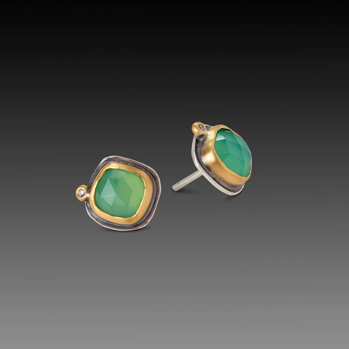 Square Chrysoprase Stud Earrings,Jewelry Delicate & Elegant