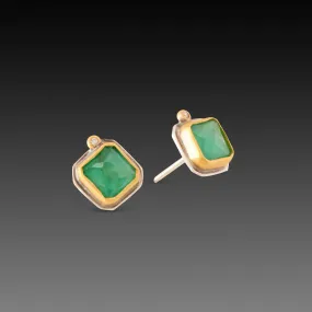 Square Emerald Stud Earrings,Jewelry Delicate & Elegant