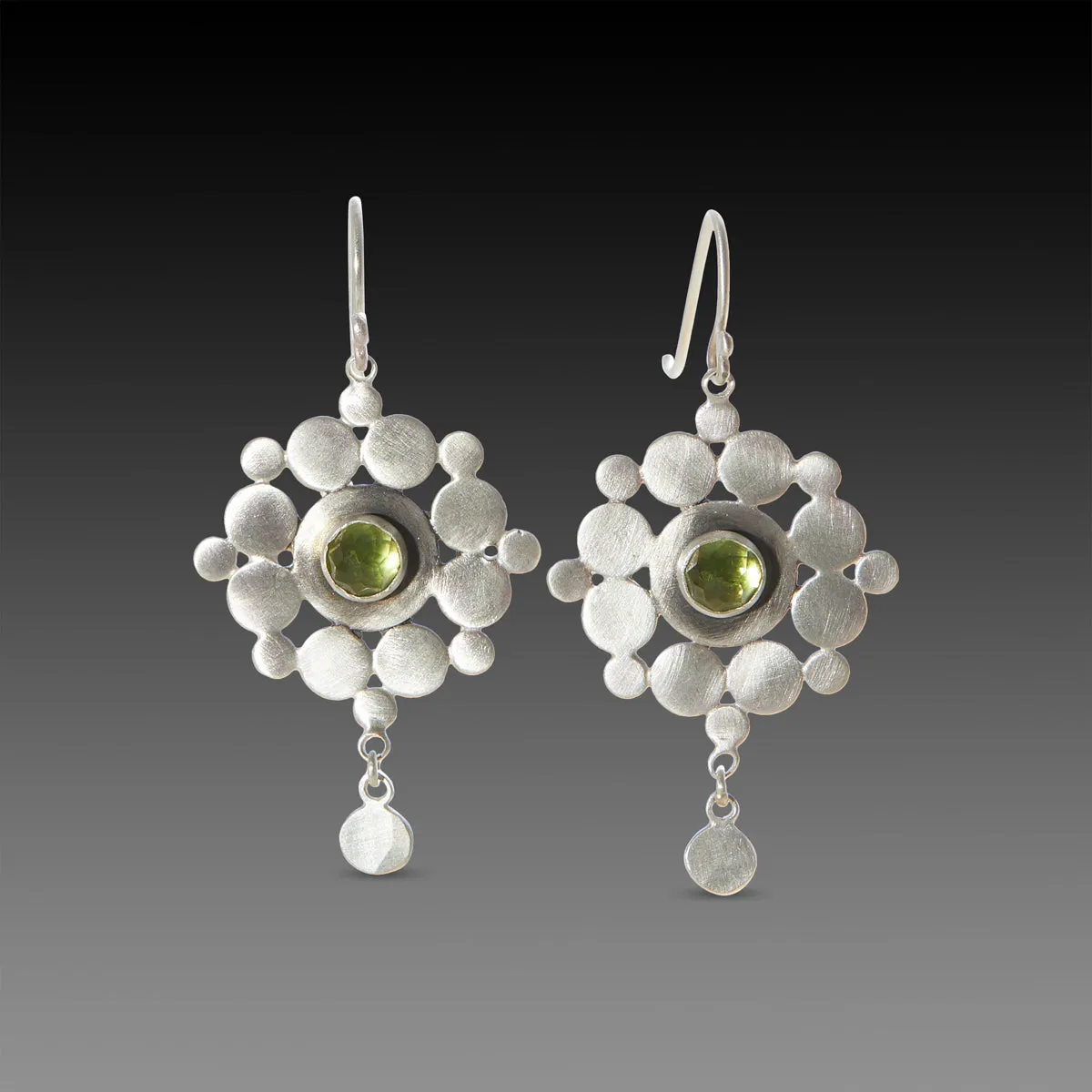 Sterling & Peridot Mandala Earrings,Jewelry Delicate & Elegant