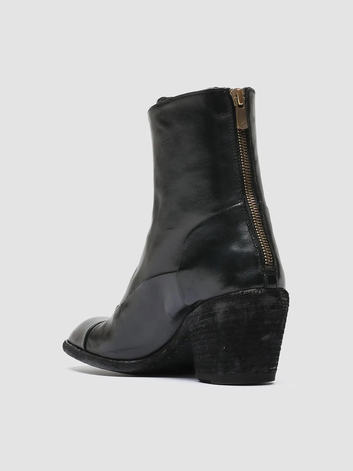 SYDNE 005 - Black Leather Zip Boots,Women