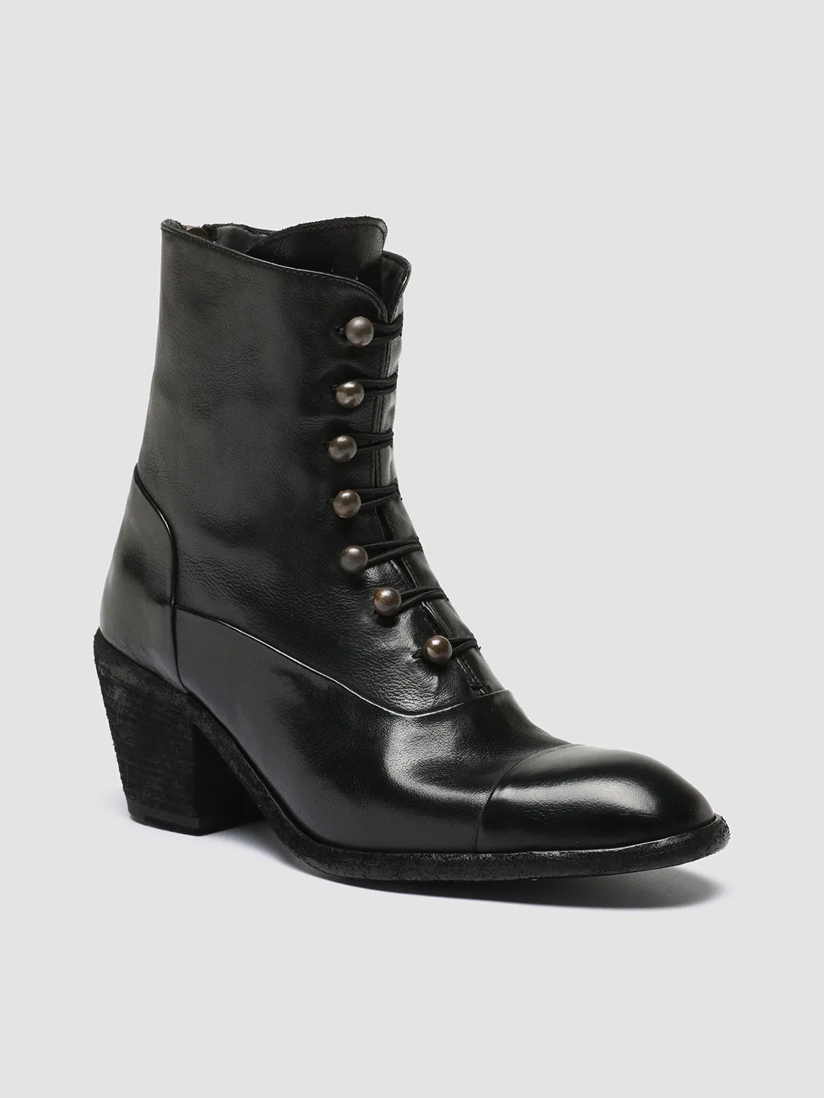 SYDNE 005 - Black Leather Zip Boots,Women