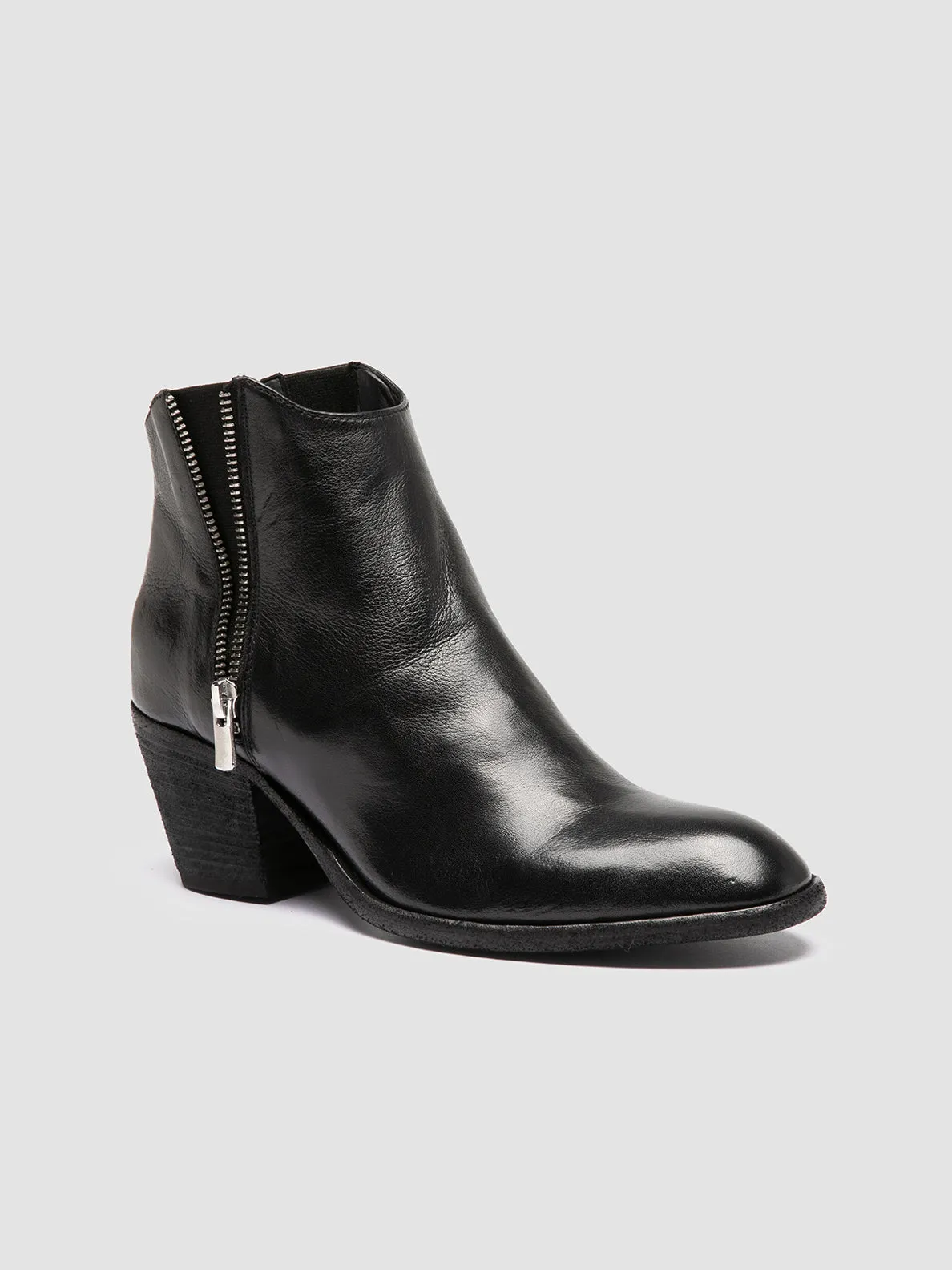 SYDNE 015 - Black Leather Ankle Boots,Women