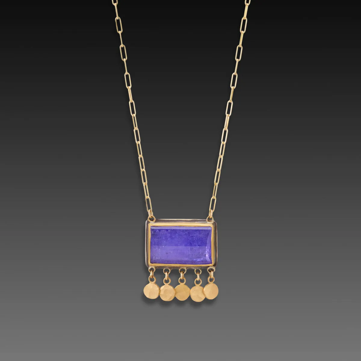 Tanzanite Necklace with 22k Gold Fringe,Jewelry Delicate & Elegant