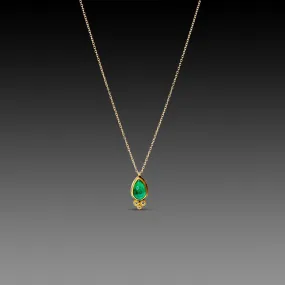 Teardrop Emerald Necklace with Three Diamonds,Jewelry Delicate & Elegant