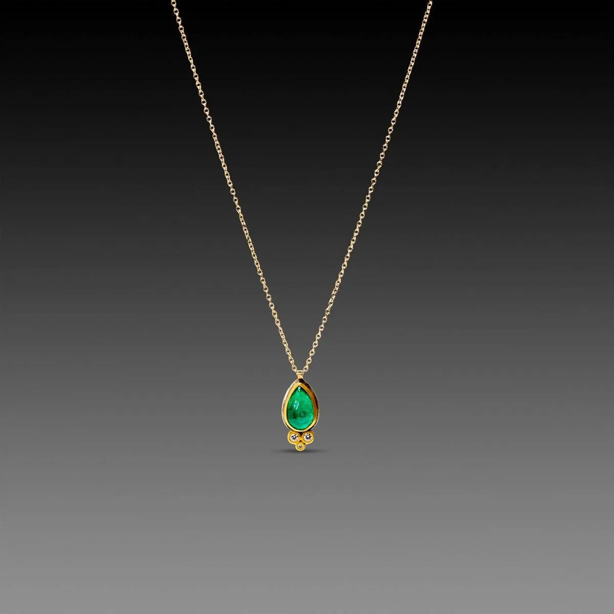 Teardrop Emerald Necklace with Three Diamonds,Jewelry Delicate & Elegant