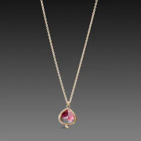 Teardrop Watermelon Tourmaline Necklace,Jewelry Delicate & Elegant
