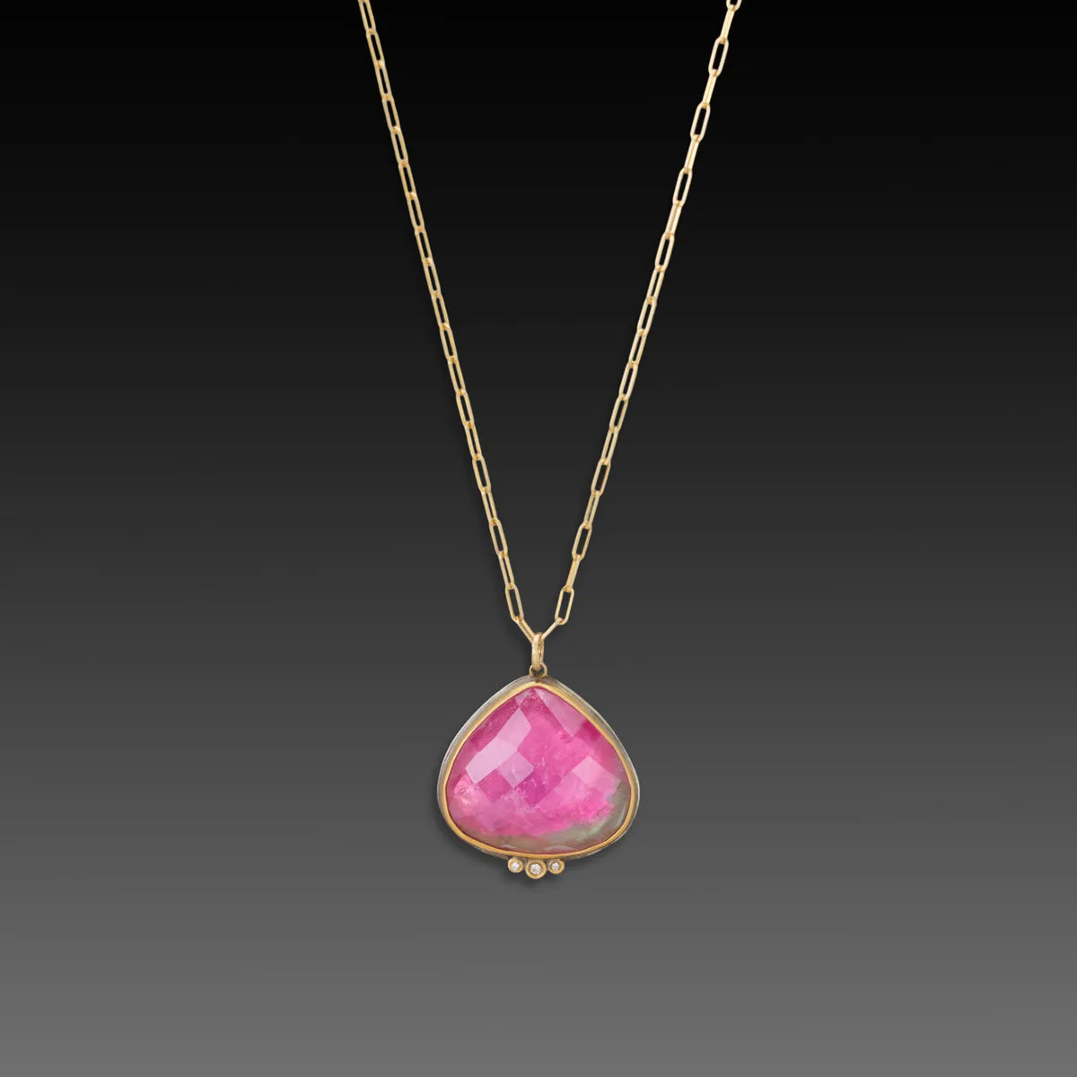 Teardrop Watermelon Tourmaline Necklace,Jewelry Delicate & Elegant