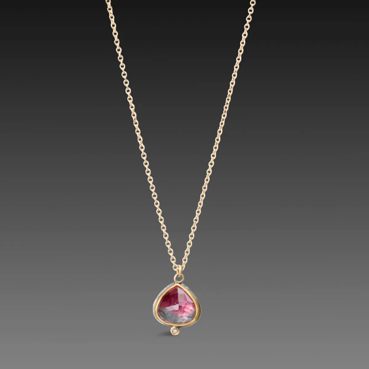 Teardrop Watermelon Tourmaline Necklace,Jewelry Delicate & Elegant