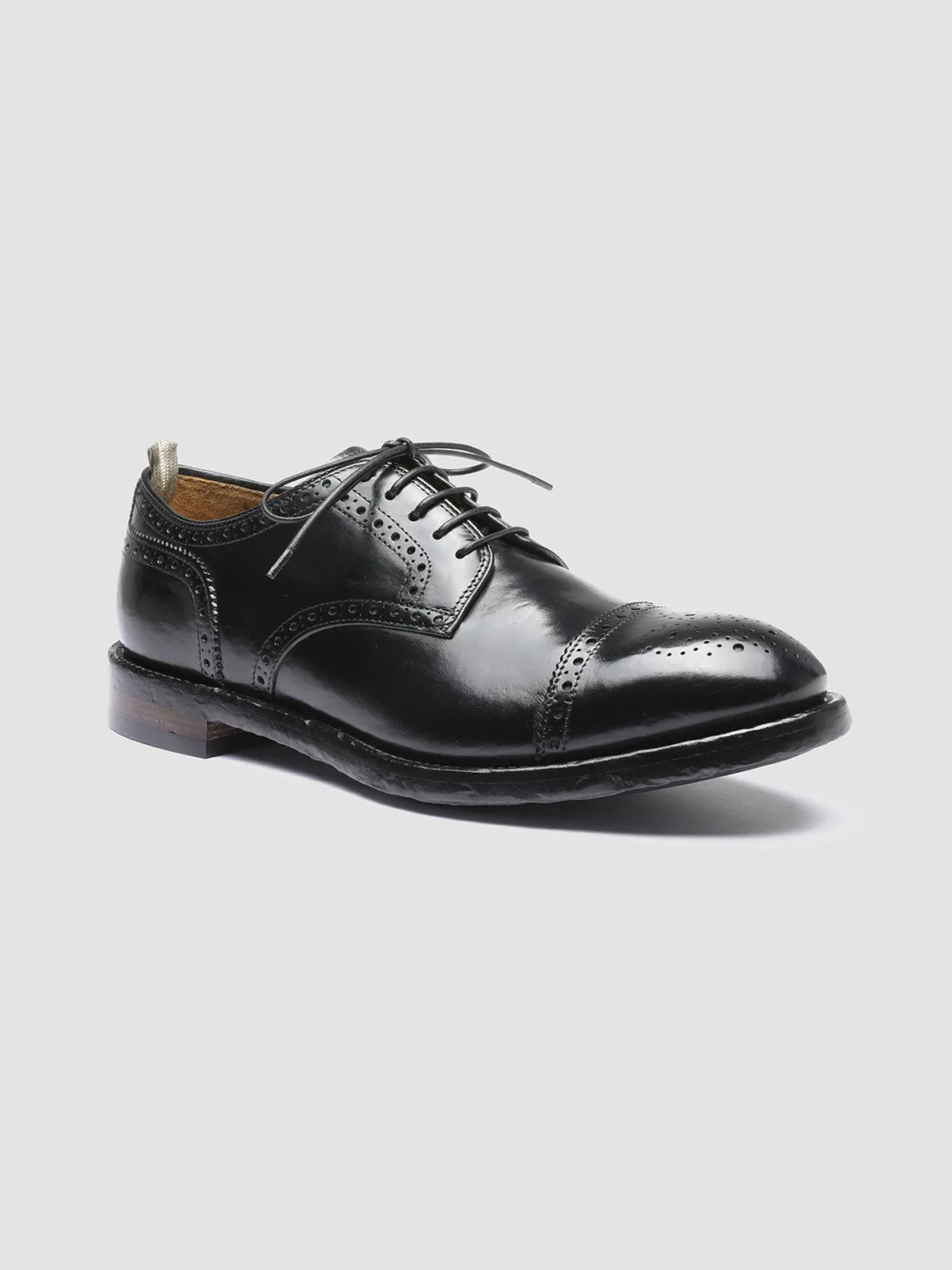 TEMPLE 003 - Black Leather Derby Shoes,Men Derby Shoes
