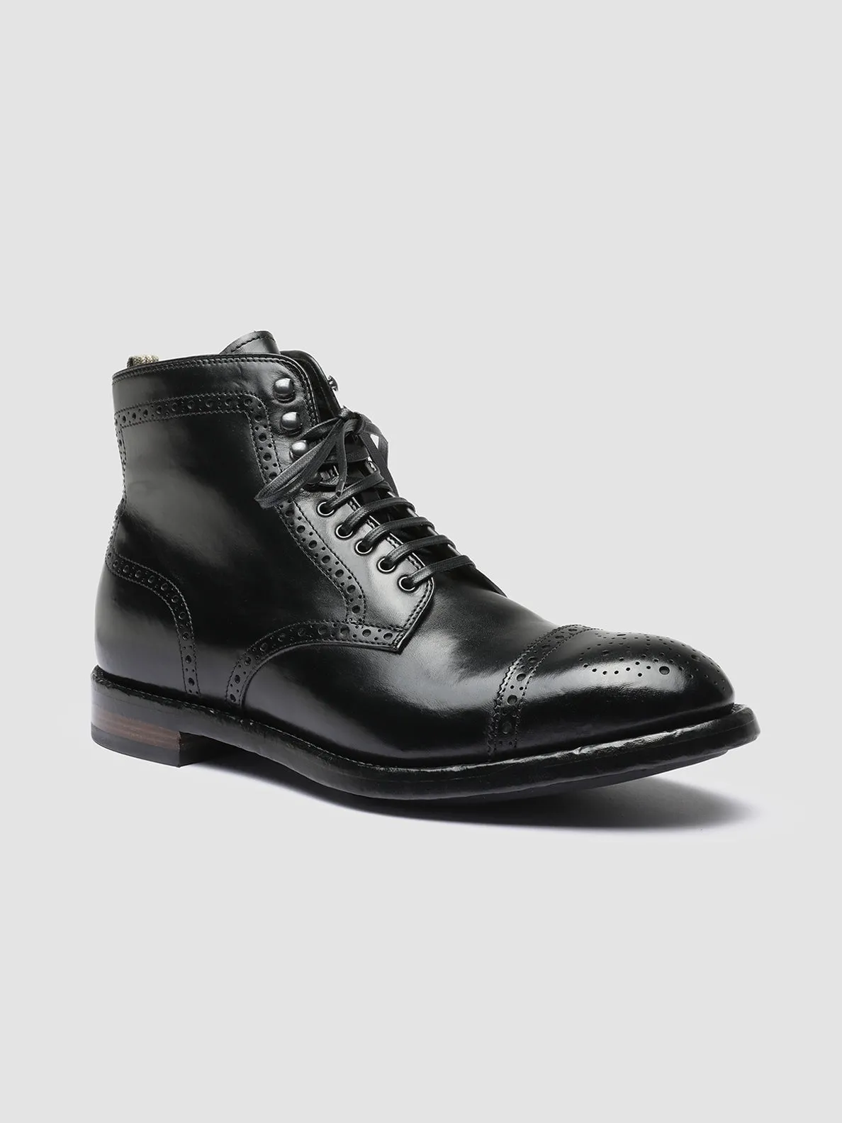 TEMPLE 004 - Black Leather Ankle Boots,Men Boots