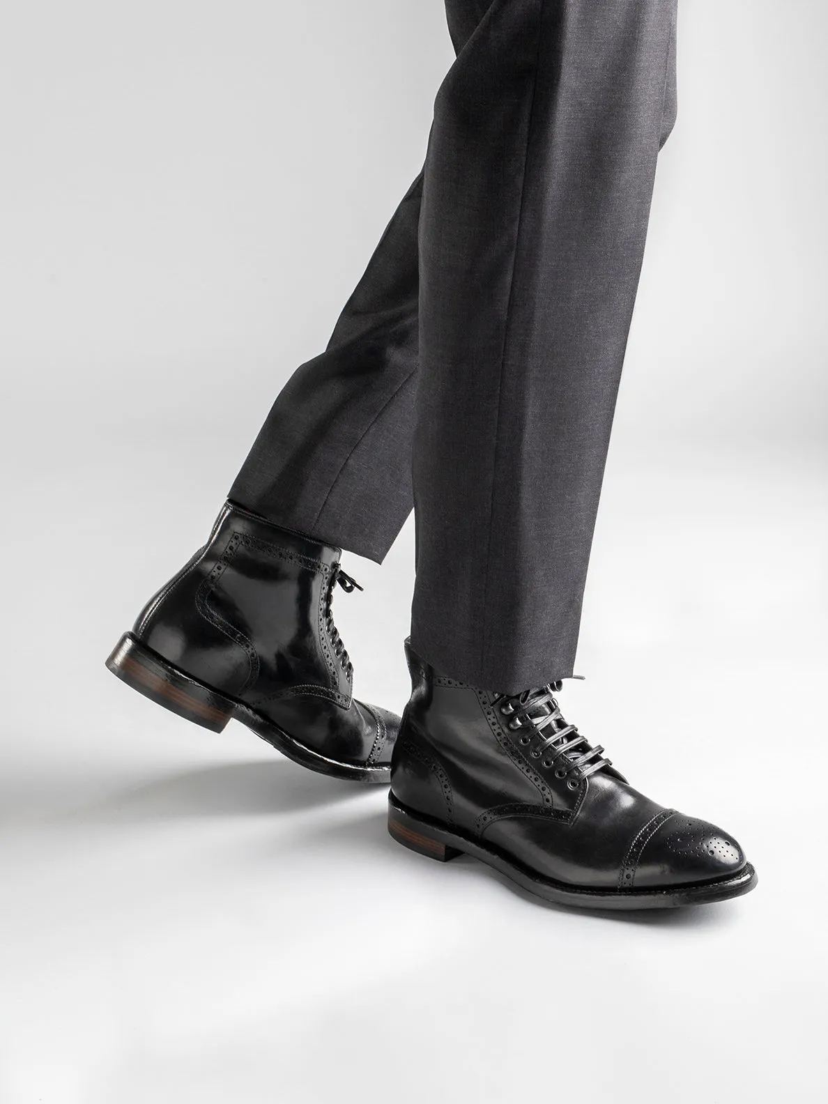 TEMPLE 004 - Black Leather Ankle Boots,Men Boots