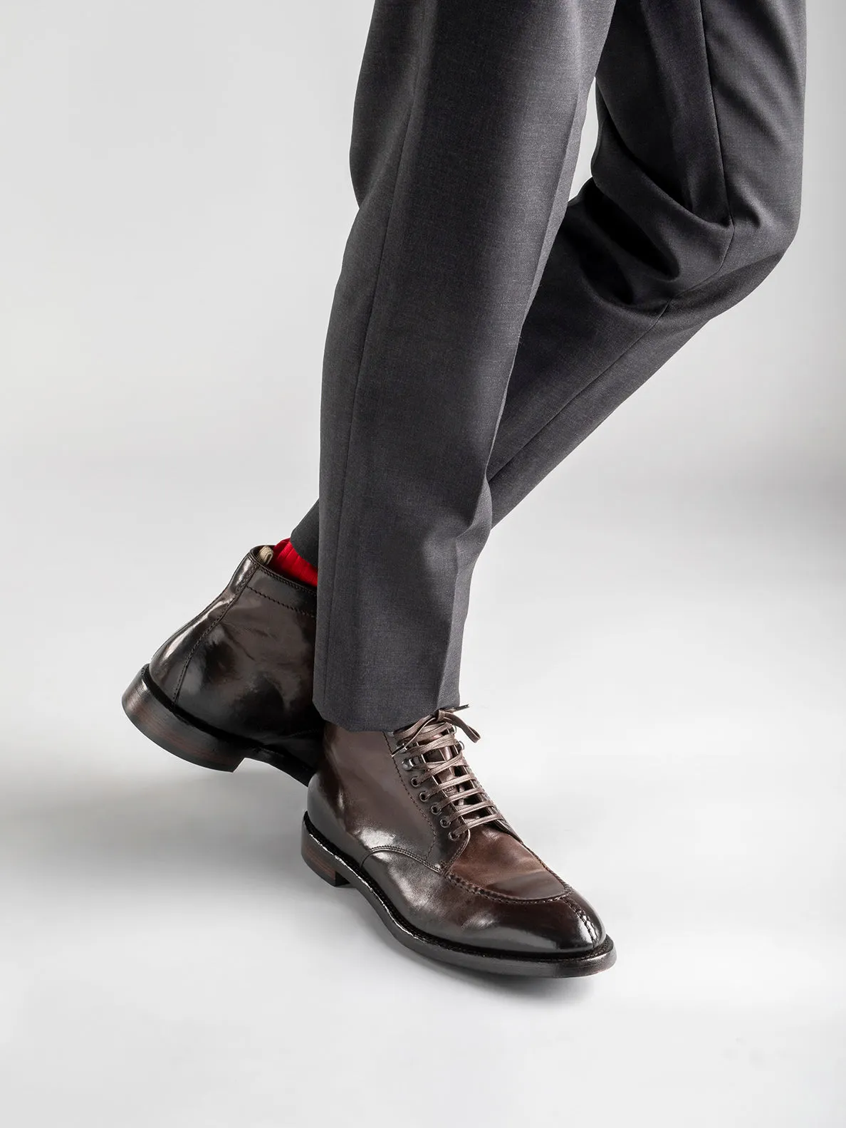 TEMPLE 006 - Brown Leather Ankle Boots,Men Boots
