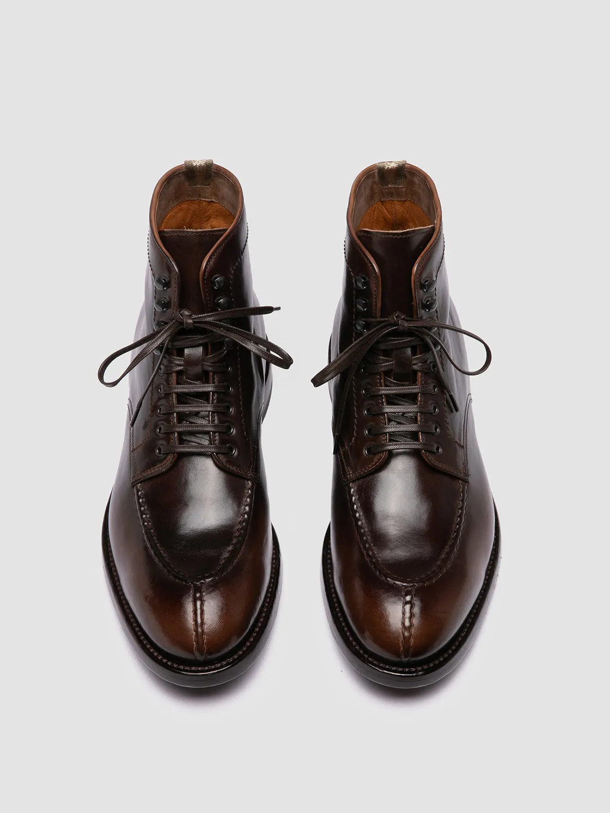 TEMPLE 006 - Brown Leather Lace-up Boots,Men Boots
