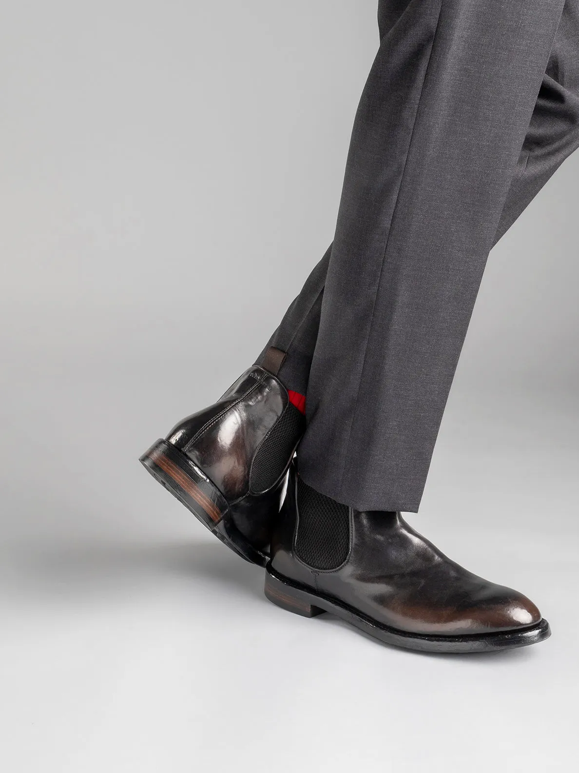 TEMPLE 008 - Brown Leather Chelsea Boots,Men Boots