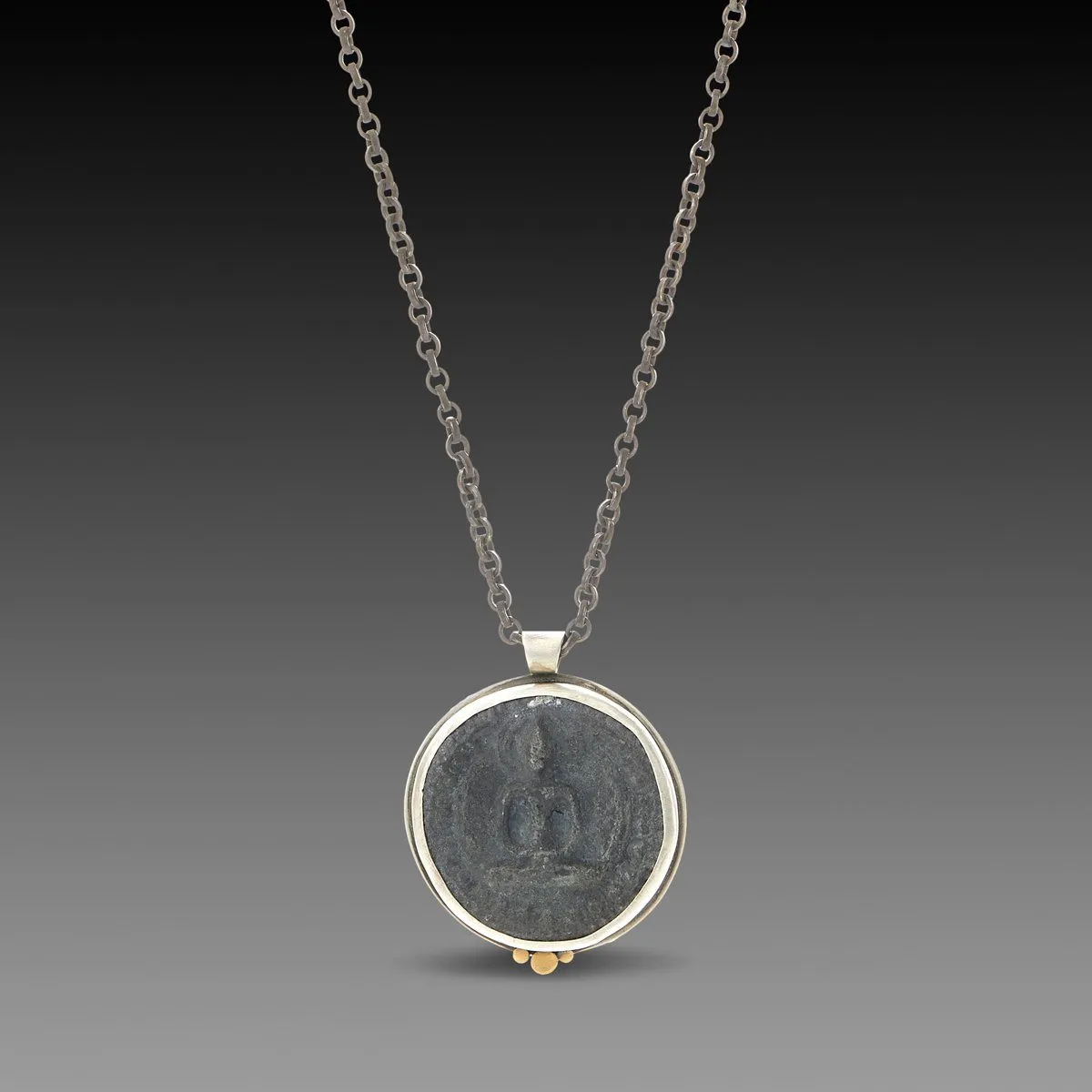 Thai Buddha Amulet Necklace with Three Gold Dots,Jewelry Delicate & Elegant