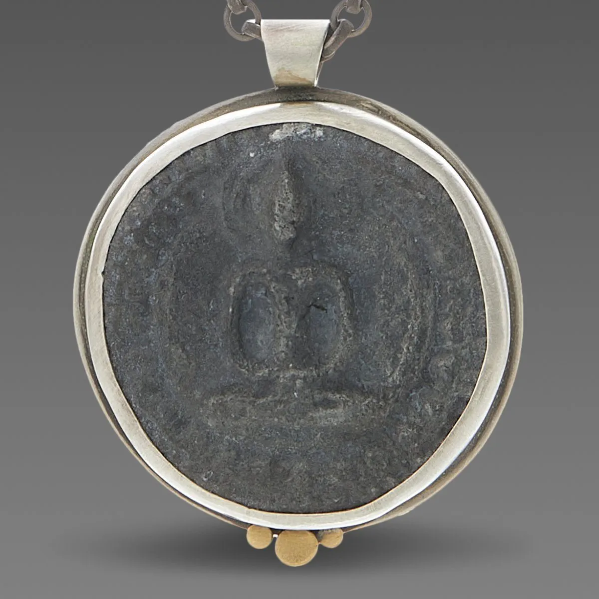 Thai Buddha Amulet Necklace with Three Gold Dots,Jewelry Delicate & Elegant