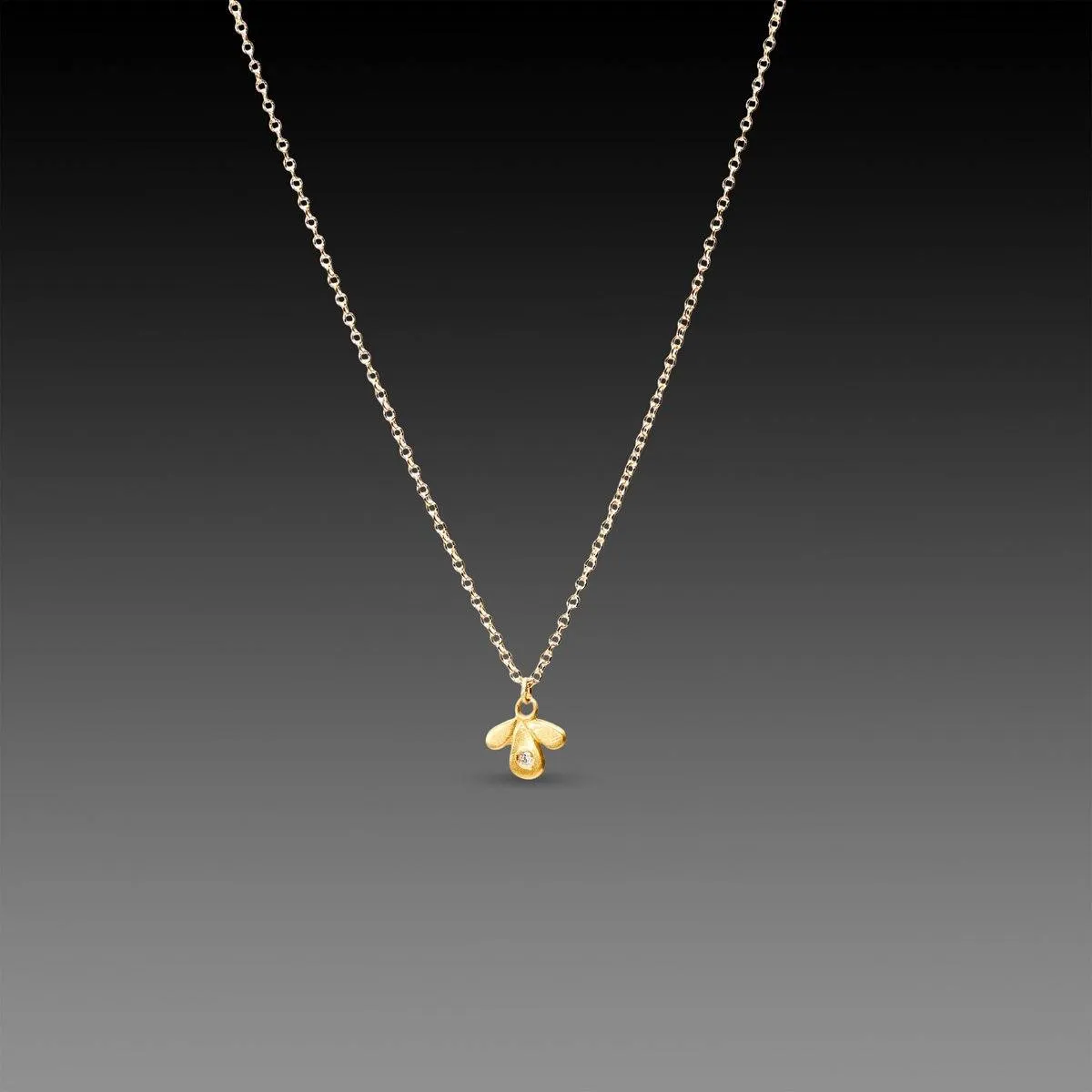 Tiny Gold Leaf Trio Necklace with Diamond,Jewelry Delicate & Elegant