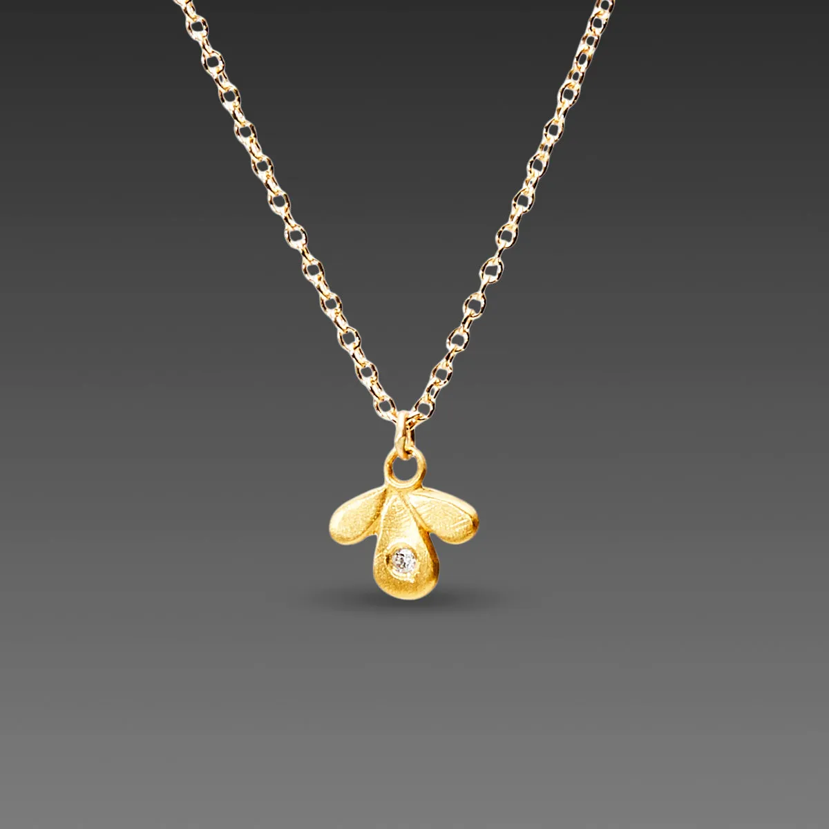 Tiny Gold Leaf Trio Necklace with Diamond,Jewelry Delicate & Elegant