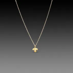 Tiny Gold Leaf Trio Necklace with Diamond,Jewelry Delicate & Elegant