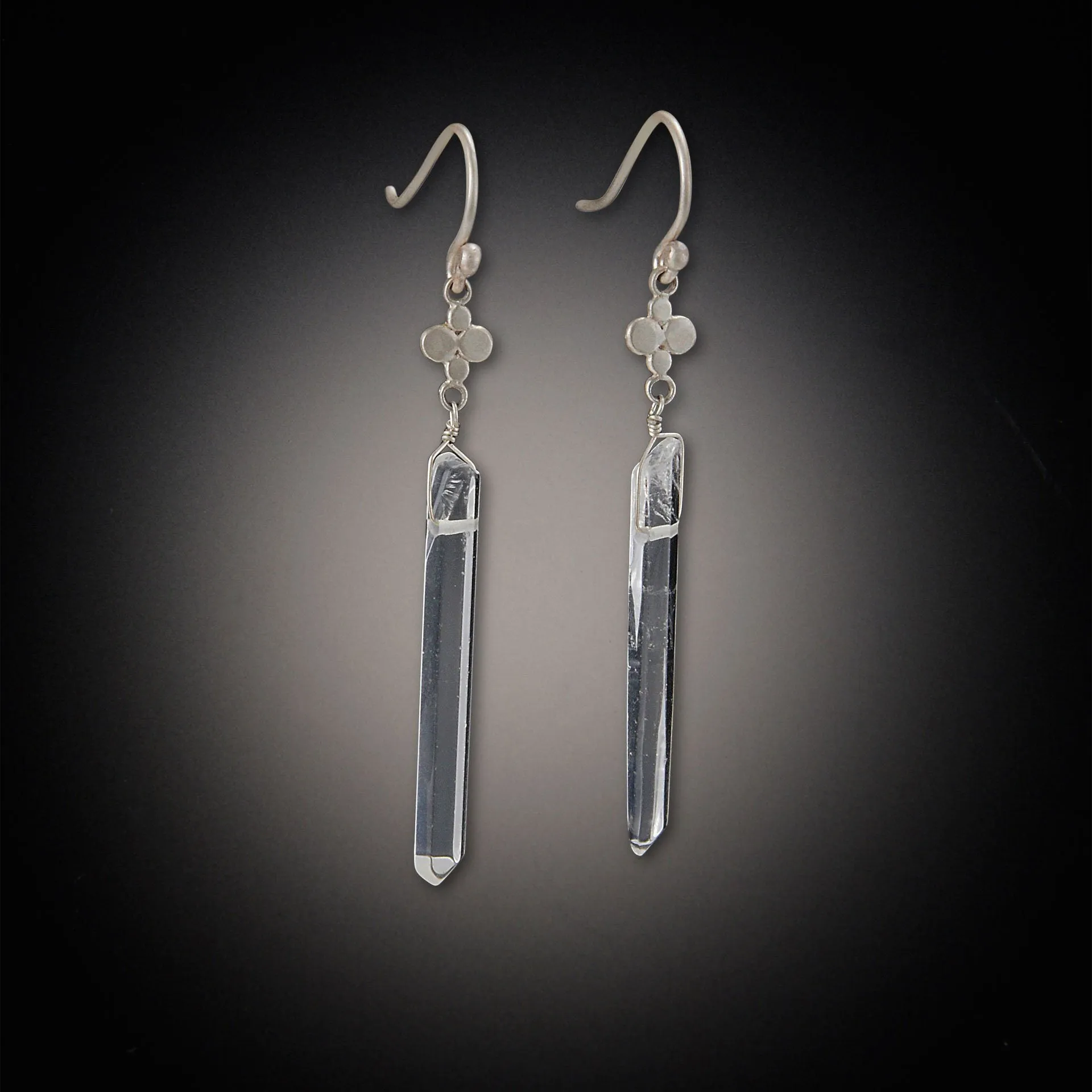 Tiny Multi Disk Earrings with Quartz Drops,Jewelry Delicate & Elegant