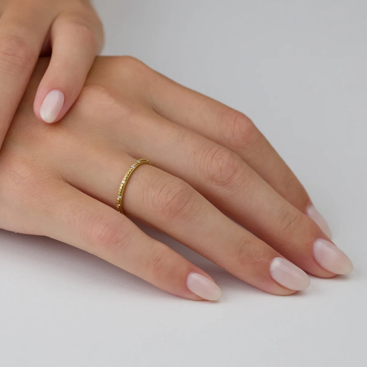 Tiny Raised Dot Band with Sprinkle Diamonds,Men Rings