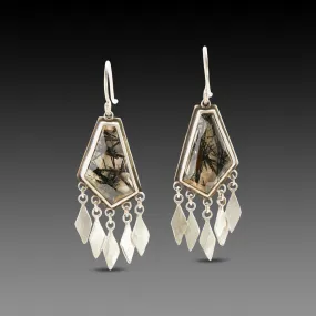 Tourmalinated Quartz Earrings with Sterling Fringe,Jewelry Delicate & Elegant