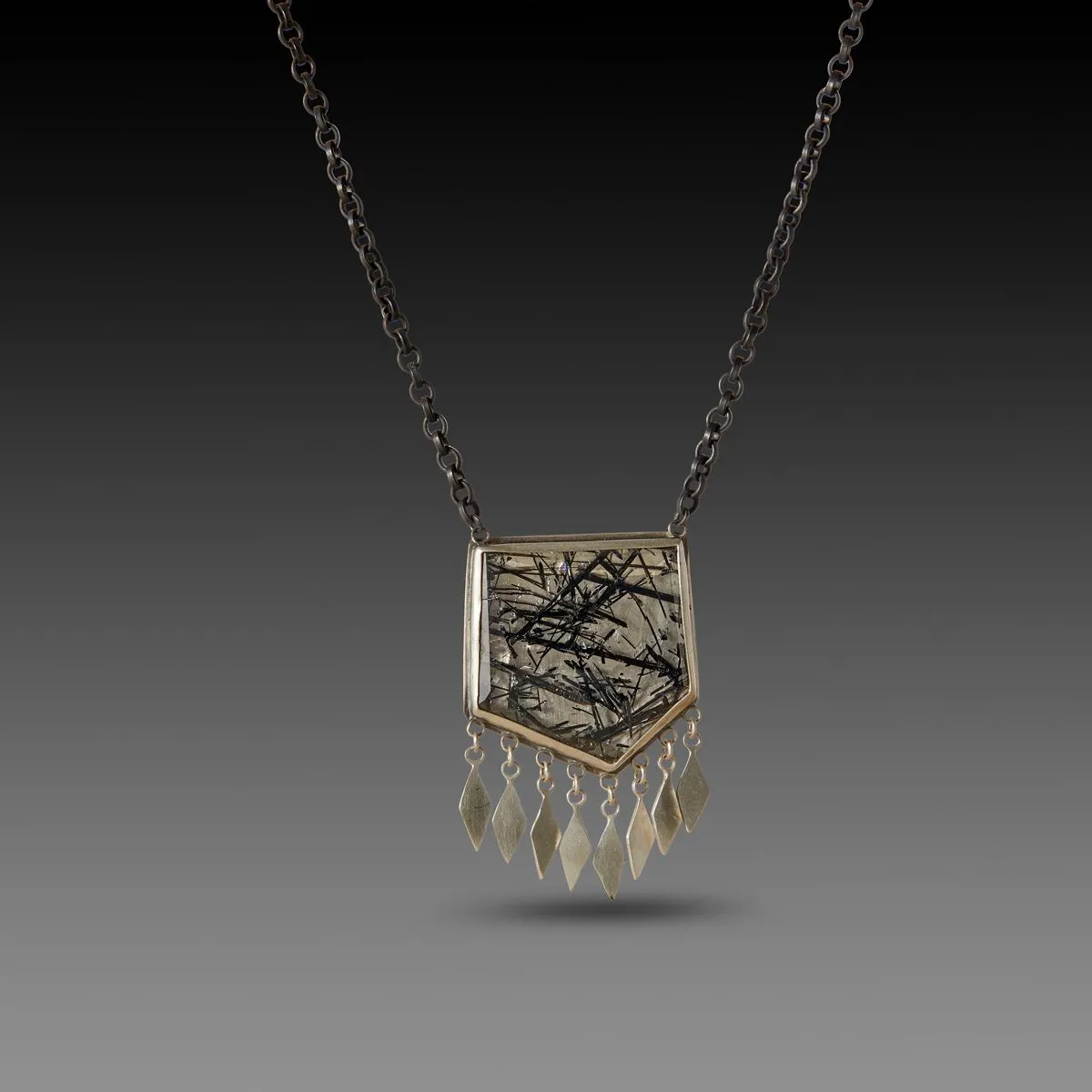 Tourmalinated Quartz Fringe Necklace,Jewelry Delicate & Elegant