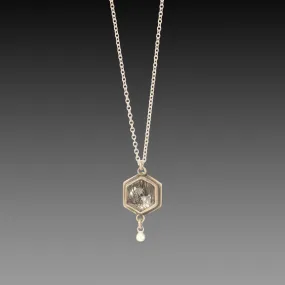 Tourmalinated Quartz Hexagon Necklace,Jewelry Delicate & Elegant