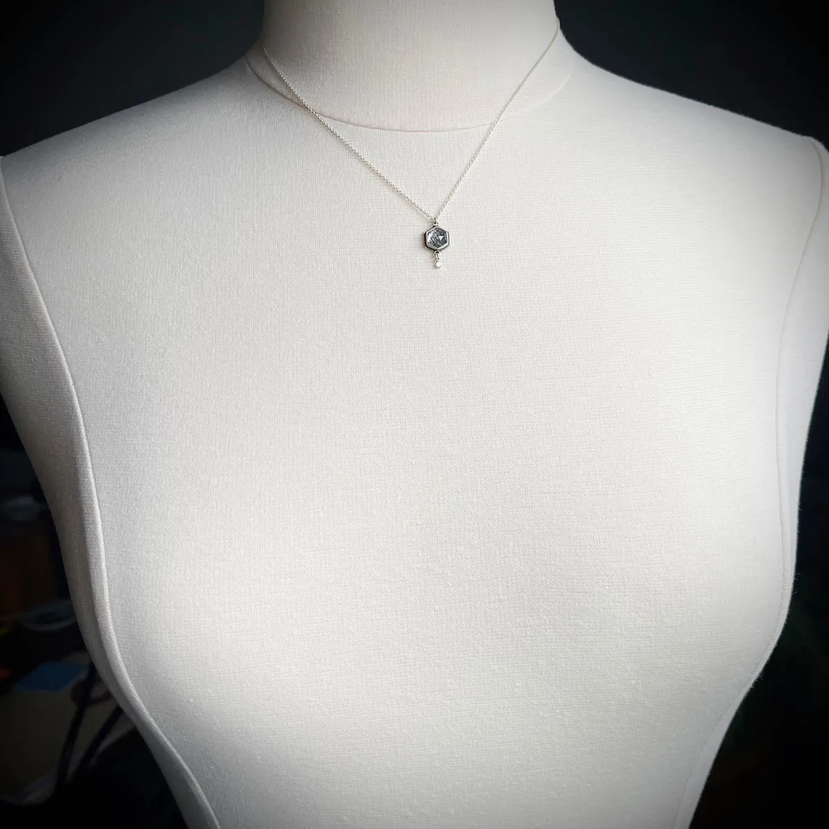 Tourmalinated Quartz Hexagon Necklace,Jewelry Delicate & Elegant