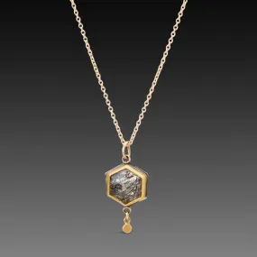 Tourmalinated Quartz Necklace in Gold,Jewelry Delicate & Elegant