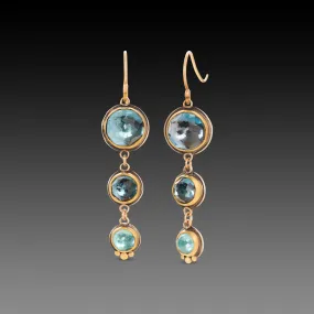 Triple Blue Topaz Drop Earrings,Jewelry Delicate & Elegant