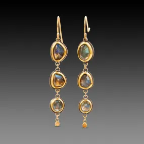 Triple Labradorite Drop Earrings,Jewelry Delicate & Elegant
