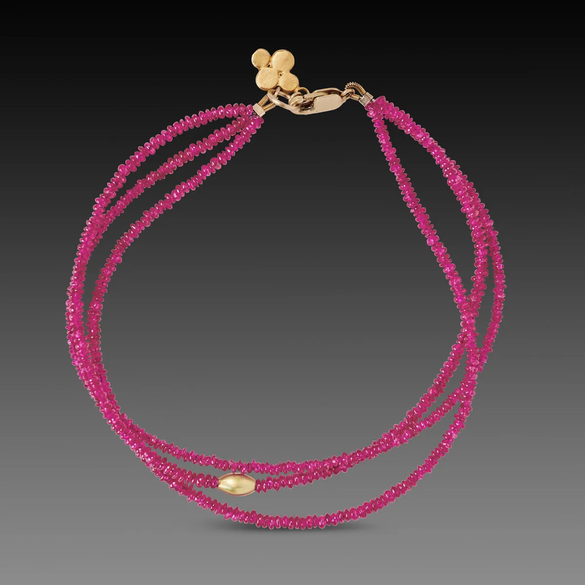 Triple Strand Ruby and Gold Bracelet,Jewelry Delicate & Elegant