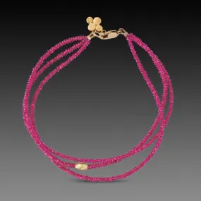 Triple Strand Ruby and Gold Bracelet,Jewelry Delicate & Elegant