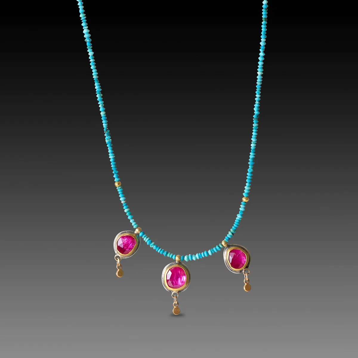 Turquoise Beaded Necklace with Rubies,Jewelry Delicate & Elegant