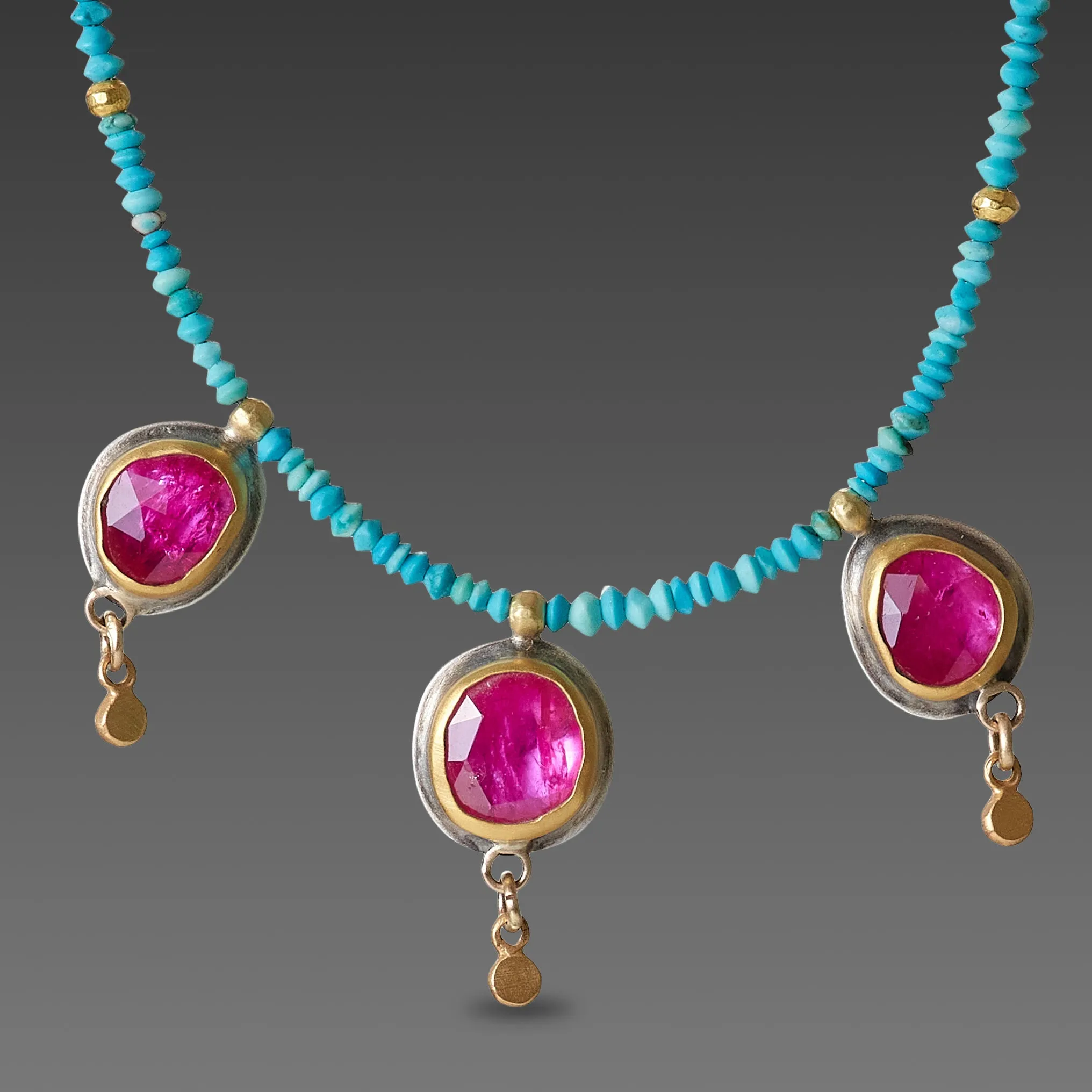 Turquoise Beaded Necklace with Rubies,Jewelry Delicate & Elegant