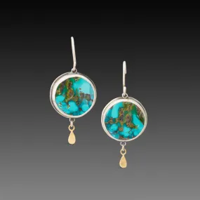Turquoise Earrings with 22k Drops,Jewelry Delicate & Elegant