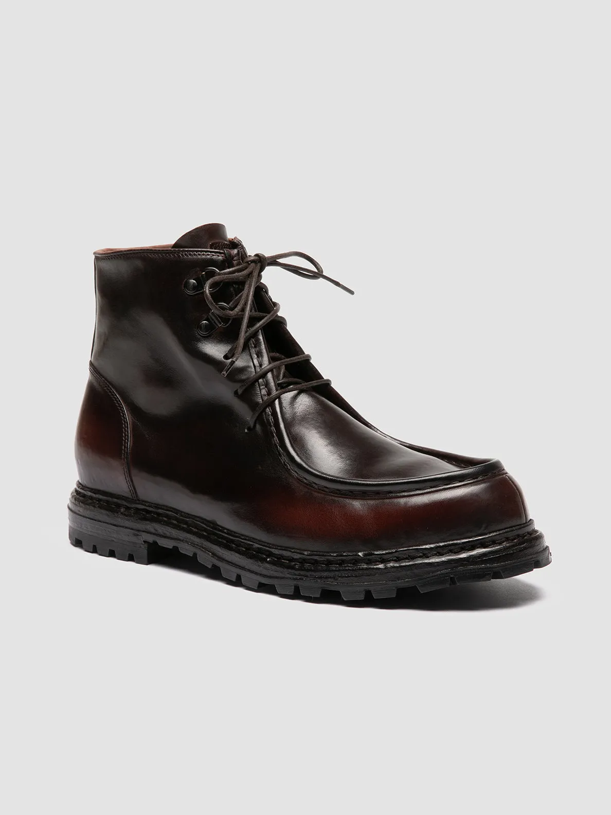 VOLCOV 010 - Burgundy Leather Lace-Up Boots,Men Boots