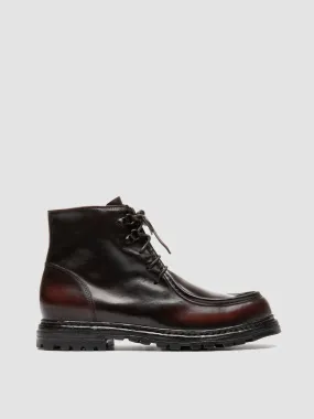 VOLCOV 010 - Burgundy Leather Lace-Up Boots,Men Boots