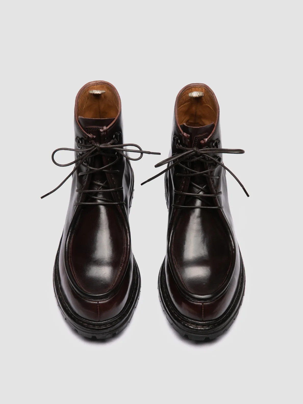 VOLCOV 010 - Burgundy Leather Lace-Up Boots,Men Boots