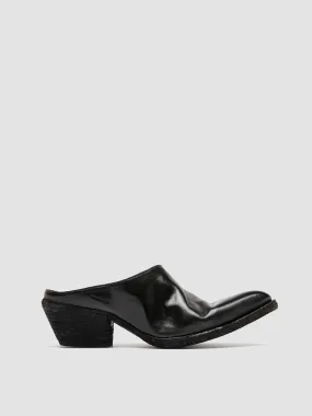 WANDA DD 101 - Black Leather Mule Sandals,Women