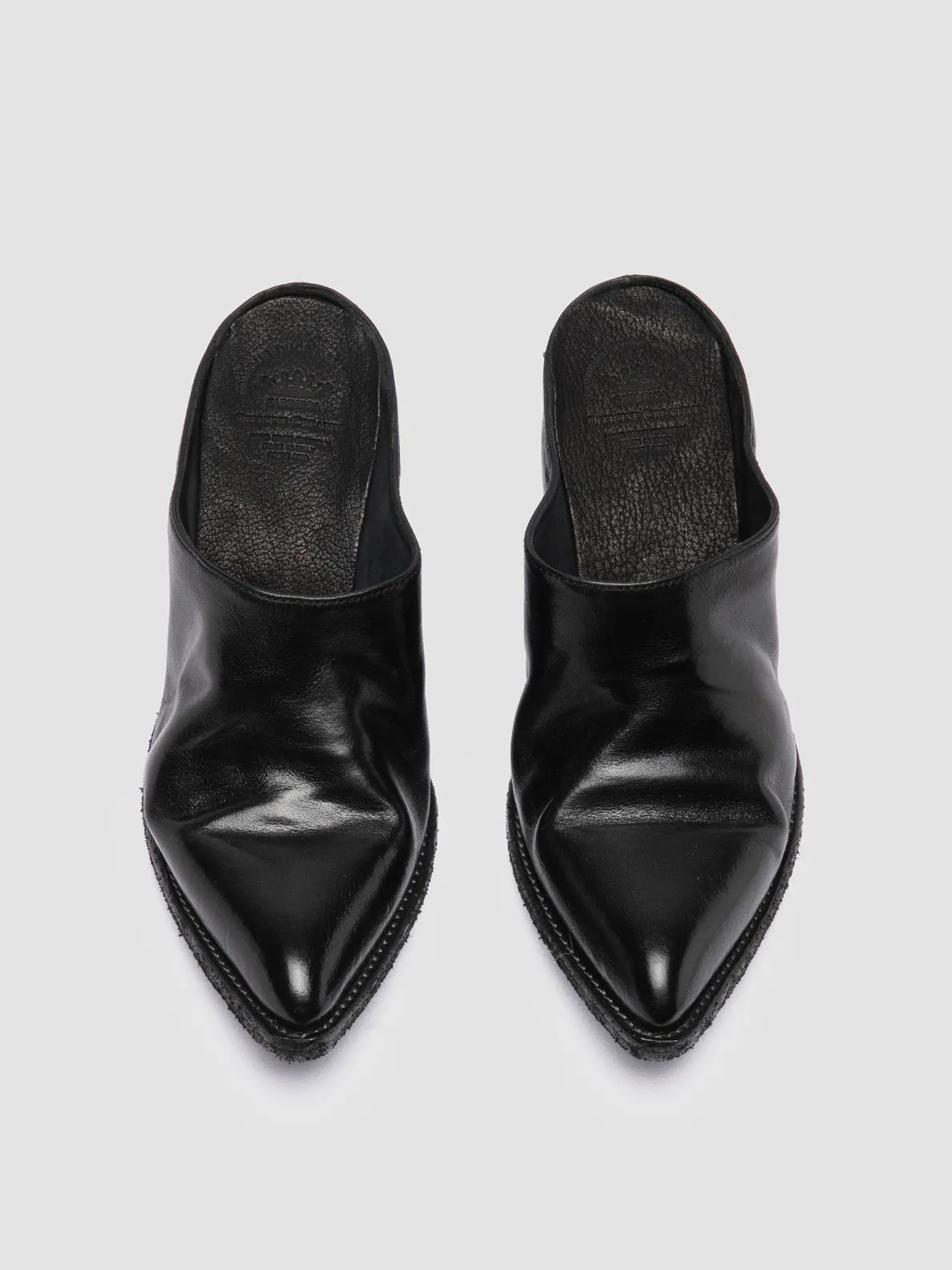 WANDA DD 101 - Black Leather Mule Sandals,Women