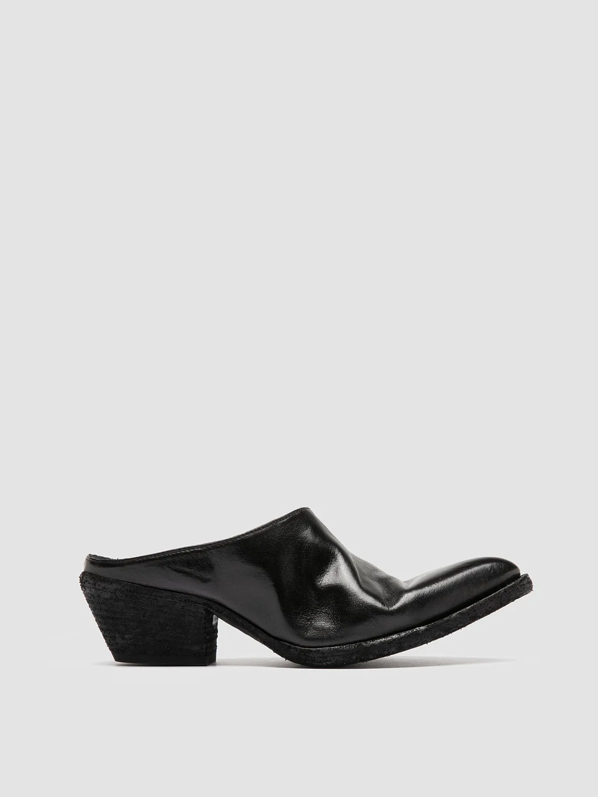 WANDA DD 101 - Black Leather Mule Sandals,Women